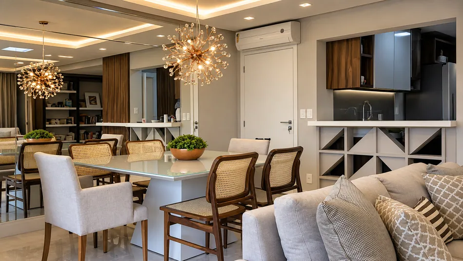 Sala e cozinha da Casa Trama